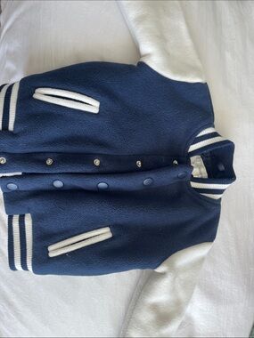 Kids Navy and White Varsity Jacket